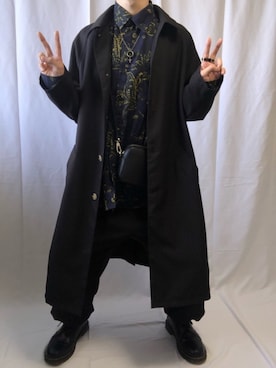 「kutir（クティール）のアイテム（ステンカラーコート）」を使った、蓮田仁さん（メンズ・175cm）の秋コーディネート