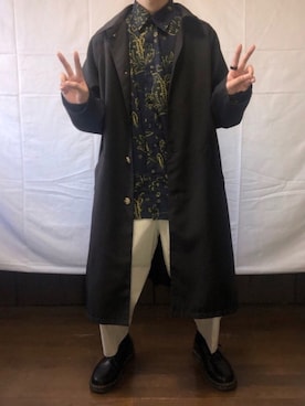 「kutir（クティール）のアイテム（ステンカラーコート）」を使った、蓮田仁さん（メンズ・175cm）の秋コーディネート