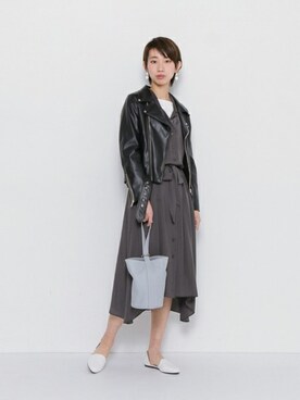 「SENSE OF PLACE by URBAN RESEARCH（センスオブプレイスバイアーバンリサーチ）のアイテム（ライダースジャケット）」を使った、SENSE OF PLACE ONLINE STOREさん（レディース・169cm）の冬コーディネート