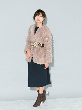 「サッシュベルト」｜「アイテム（ノーカラージャケット）」を使った、SENSE OF PLACE ONLINE STOREさん（レディース・166cm）の秋コーディネート