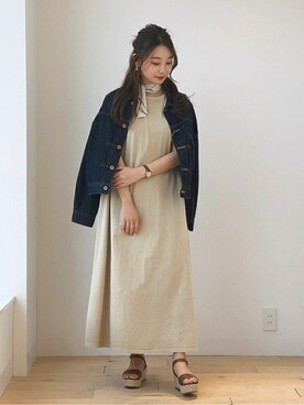 「SENSE OF PLACE by URBAN RESEAR」｜「アイテム（デニムジャケット）」を使った、SENSE OF PLACE ONLINE STOREさん（レディース・158cm）の春コーディネート