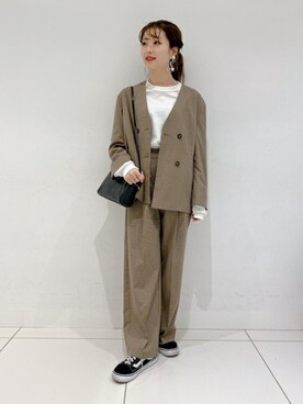 「SENSE OF PLACE by URBAN RESEAR」｜「アイテム（ノーカラージャケット）」を使った、SENSE OF PLACE ONLINE STOREさん（レディース・155cm）の春コーディネート