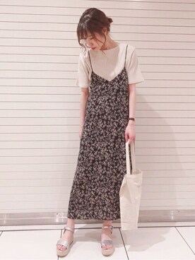 「フラワープリント」｜「アイテム（その他シューズ）」を使った、SENSE OF PLACE ONLINE STOREさん（レディース・163cm）の春コーディネート