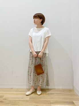 「SENSE OF PLACE by URBAN RESEARCH（センスオブプレイスバイアーバンリサーチ）のスクエアトウセンターシームフラットシューズ（パンプス）」を使った、SENSE OF PLACE ONLINE STOREさん（レディース・154cm）の春コーディネート