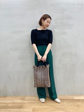 「SENSE OF PLACE by URBAN RESEARCH（センスオブプレイスバイアーバンリサーチ）のスクエアトウセンターシームフラットシューズ（パンプス）」を使った、SENSE OF PLACE ONLINE STOREさん（レディース・154cm）の夏コーディネート