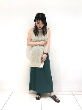 「グリーンワンピース」｜SENSE OF PLACE ONLINE STOREさん（レディース・153cm）の夏コーディネート