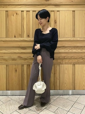 「SENSE OF PLACE by URBAN RESEARCH（センスオブプレイスバイアーバンリサーチ）のスクエアトウVカットフラットシューズ（その他シューズ）」を使った、SENSE OF PLACE ONLINE STOREさん（レディース・166cm）の秋コーディネート