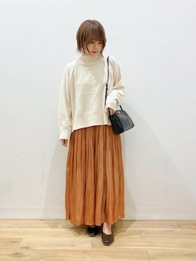 「SENSE OF PLACE by URBAN RESEARCH（センスオブプレイスバイアーバンリサーチ）のスクエアトウVカットフラットシューズ（その他シューズ）」を使った、SENSE OF PLACE ONLINE STOREさん（レディース・166cm）の秋コーディネート