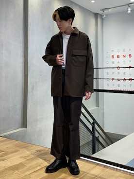 「チャコール」｜「アイテム（その他アウター）」を使った、SENSE OF PLACE ONLINE STOREさん（レディース・166cm）の秋コーディネート