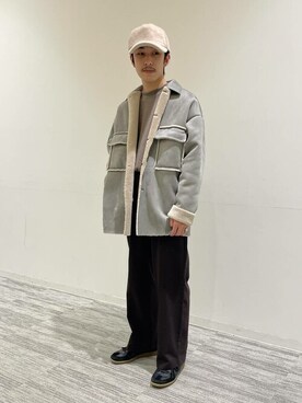 「ムートンジャケット」｜「アイテム（その他アウター）」を使った、SENSE OF PLACE ONLINE STOREさん（メンズ・166cm）の冬コーディネート