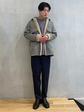 「ムートンジャケット」｜「アイテム（その他アウター）」を使った、SENSE OF PLACE ONLINE STOREさん（メンズ・166cm）の冬コーディネート