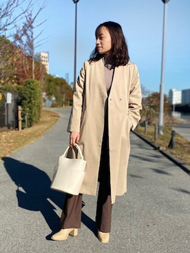 「ノーカラー」｜「アイテム（その他アウター）」を使った、SENSE OF PLACE ONLINE STOREさん（レディース・166cm）の冬コーディネート