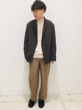 「ワイドスラックス」｜「アイテム（その他アウター）」を使った、SENSE OF PLACE ONLINE STOREさん（メンズ・166cm）の冬コーディネート