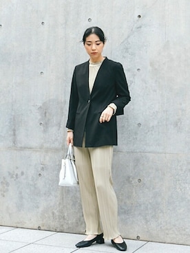 「SENSE OF PLACE by URBAN RESEARCH（センスオブプレイスバイアーバンリサーチ）のアイテム（ノーカラージャケット）」を使った、SENSE OF PLACE ONLINE STOREさん（レディース・166cm）の冬コーディネート