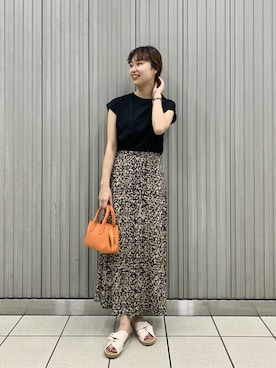 「プリントスカート」｜SENSE OF PLACE ONLINE STOREさん（レディース・166cm）の夏コーディネート