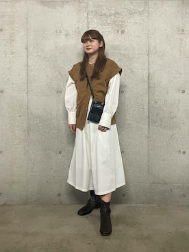 「SENSE OF PLACE by URBAN RESEARCH（センスオブプレイスバイアーバンリサーチ）のスクエアトウセンターシームストレッチローブーツ（その他シューズ）」を使った、SENSE OF PLACE ONLINE STOREさん（レディース・166cm）の秋コーディネート