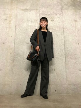 「SENSE OF PLACE by URBAN RESEARCH（センスオブプレイスバイアーバンリサーチ）のアイテム（ノーカラージャケット）」を使った、SENSE OF PLACE ONLINE STOREさん（レディース・158cm）の秋コーディネート