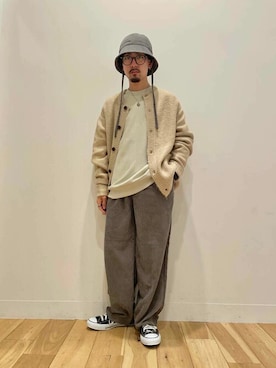 「アイテム（ハット、パープル系）」を使った、SENSE OF PLACE ONLINE STOREさん（メンズ・159cm）の秋コーディネート