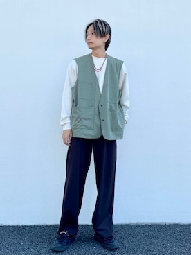 「Uiscel（ユイセル）のアイテム（トップス）」を使った、SENSE OF PLACE ONLINE STOREさん（メンズ・166cm）の秋コーディネート