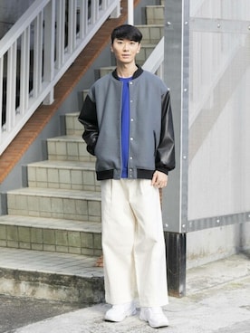 「SENSE OF PLACE by URBAN RESEARCH（センスオブプレイスバイアーバンリサーチ）のアイテム（スタジャン）」を使った、SENSE OF PLACE ONLINE STOREさん（メンズ・180cm）の秋コーディネート