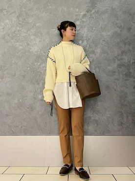 「スリムパンツ」｜SENSE OF PLACE ONLINE STOREさん（レディース・155cm）の冬コーディネート