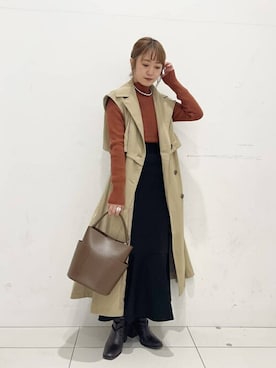 「SENSE OF PLACE by URBAN RESEARCH（センスオブプレイスバイアーバンリサーチ）の『一部WEB限定カラー』『毛玉防止』ストレッチリブハイネックセーター（ニット/セーター）」を使った、SENSE OF PLACE ONLINE STOREさん（レディース・153cm）の冬コーディネート