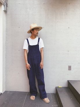 「summer」｜「アイテム（オールインワン・サロペット）」を使った、えのもーさん（メンズ・172cm）の夏コーディネート