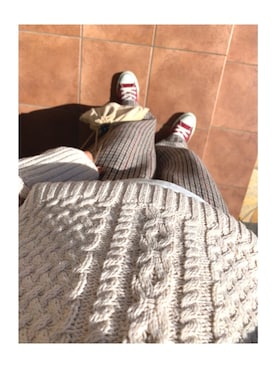 「Lavish Gate（ラヴィッシュゲート）のアイテム（ニット/セーター、ホワイト系）」を使った、hanapiさん（レディース・165cm）の秋コーディネート