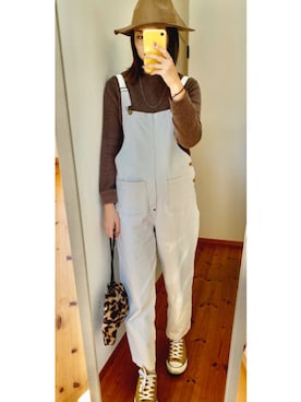 「ラフスタイル」｜「アイテム（サロペット/オーバーオール）」を使った、hanapiさん（レディース・165cm）の秋コーディネート