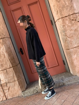 「CONVERSE（コンバース）のconverse(コンバース) NEXTAR110 HI(ネクスター110HI)（スニーカー、ホワイト系）」を使った、hanapiさん（レディース・165cm）の秋コーディネート