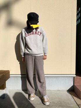 「cheriのアイテム（スウェット、ホワイト系）」を使った、hanapiさん（レディース・165cm）の秋コーディネート