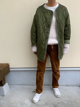 「ジャックパーセル」｜「アイテム（ノーカラージャケット）」を使った、hanapiさん（レディース・165cm）の冬コーディネート