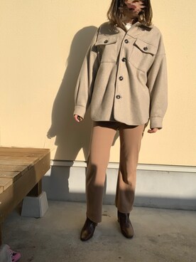 「uluのアイテム（ジャケット/アウター、ホワイト系）」を使った、hanapiさん（レディース・165cm）の冬コーディネート