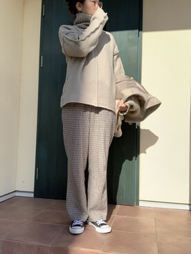 「select MOCA（セレクトモカ）のリンキングオーバーサイズタートルニット（ニット/セーター）」を使った、hanapiさん（レディース・165cm）の冬コーディネート