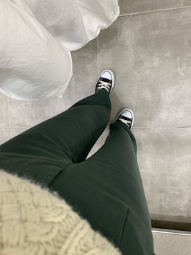 「CANAL JEAN（キャナルジーン）のvia j(ヴィアジェイ) クルーネックケーブルニット（ニット/セーター、ホワイト系）」を使った、hanapiさん（レディース・165cm）の春コーディネート