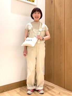 「SMITH'S（スミス）のアイテム（サロペット/オーバーオール）」を使った、coen なんばらさん（レディース・157cm）の春コーディネート