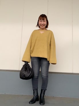 「みりたりー」｜「アイテム（ブーツ）」を使った、coen なんばらさん（レディース・157cm）の秋コーディネート