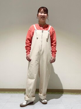 「coen（コーエン）のアイテム（オールインワン・サロペット）」を使った、coen なんばらさん（レディース・157cm）の冬コーディネート