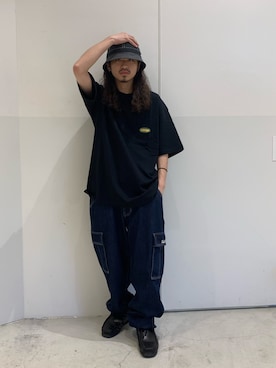 「XLARGE（エクストララージ）のアイテム（ハット）」を使った、岡崎　航さん（メンズ・162cm）の春コーディネート