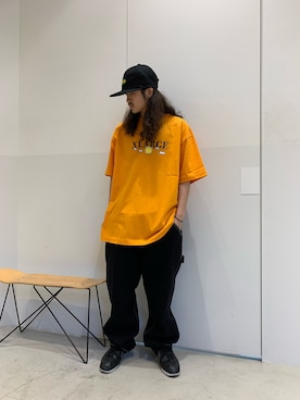 「XLARGE（エクストララージ）のアイテム（帽子）」を使った、岡崎　航さん（メンズ・162cm）の春コーディネート