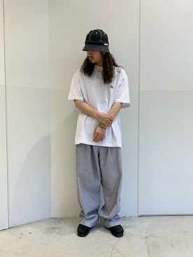 「XLARGE（エクストララージ）のアイテム（ハット）」を使った、岡崎　航さん（メンズ・162cm）の春コーディネート