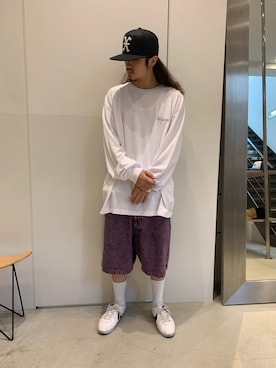 「XLARGE（エクストララージ）のアイテム（キャップ）」を使った、岡崎　航さん（メンズ・162cm）の春コーディネート