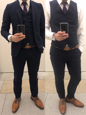 「LES MUES（レミュー）のアイテム（セットアップ）」を使った、A さん（メンズ・167cm）の冬コーディネート