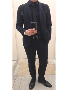 「LES MUES（レミュー）のアイテム（セットアップ）」を使った、A さん（メンズ・167cm）の冬コーディネート