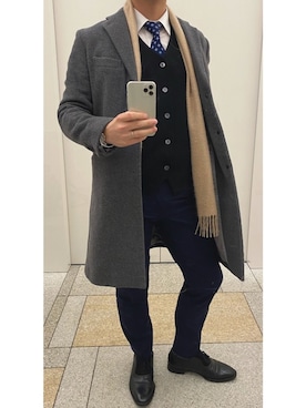 「BLACK LABEL CRESTBRIDGE（ブラックレーベル・クレストブリッジ）のアイテム（フォーマルスーツ/小物）」を使った、A さん（メンズ・167cm）の冬コーディネート