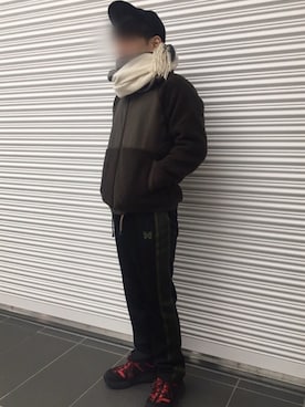 「Hender Scheme（エンダースキーマ）のアイテム（キャップ）」を使った、ぶろりーさん（メンズ・165cm）の冬コーディネート