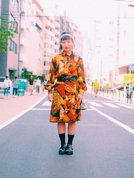 「vintage style」｜「アイテム（シャツワンピース）」を使った、りりぽんさん（レディース・160cm）の秋コーディネート