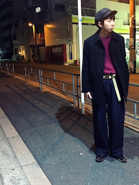 「Paul Smith COLLECTION（ポールスミスコレクション）のアイテム（ステンカラーコート）」を使った、やまぐちさん（メンズ・173cm）の冬コーディネート