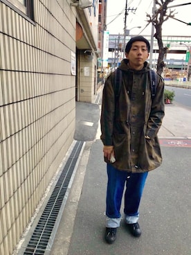 「黒コンバース」｜「アイテム（モッズコート）」を使った、やまぐちさん（メンズ・173cm）の冬コーディネート