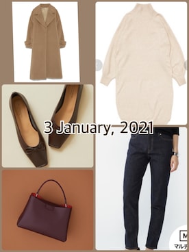 「ZOZO（ゾゾ）のスリムテーパードデニムパンツ［WOMEN］（デニムパンツ）」を使った、♡さん（レディース・170cm）の冬コーディネート